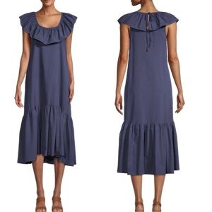 StitchDrop Marco Island Ruffle Midi Dress Blue Small